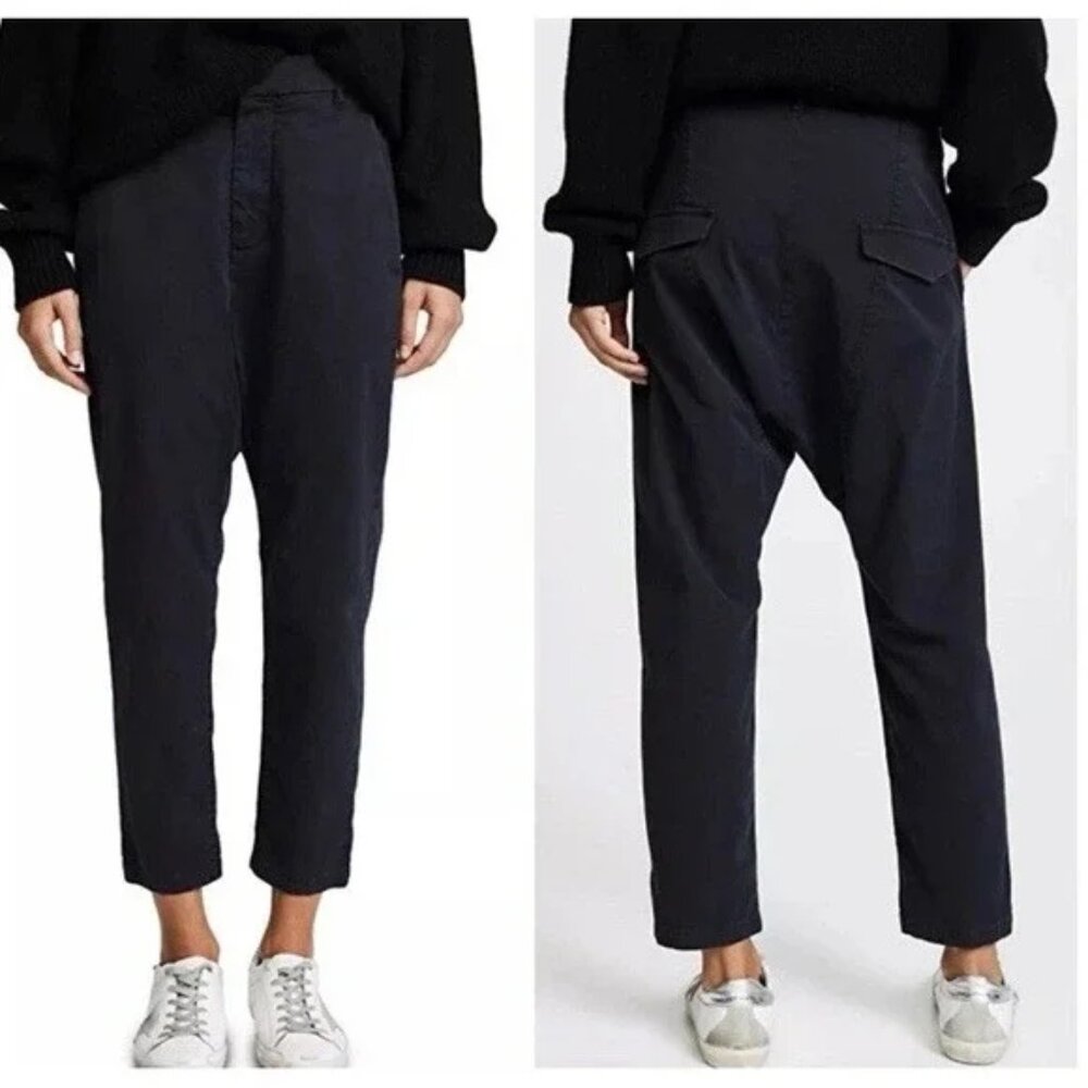 NILI LOTAN Paris Pants Drop Crotch Baggy Trousers Black size 4 Lagenlook Slouchy